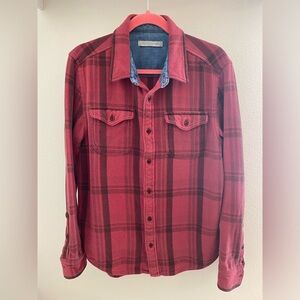 Outerknown organic cotton blanket shirt in red cusco plaid size M